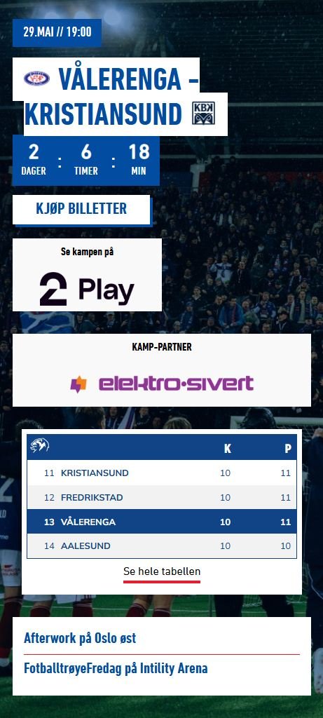 Match-moodulen på mobil og som pwa