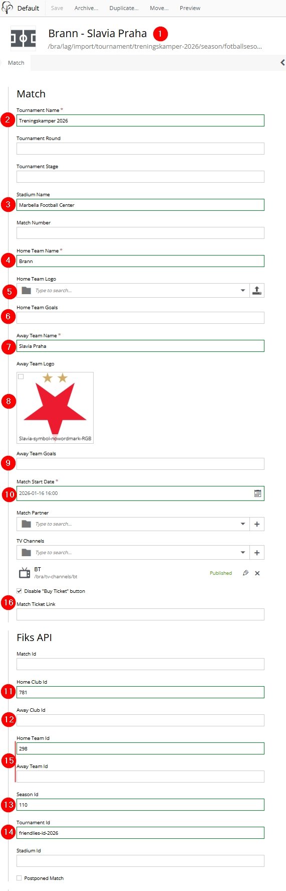 Illustrasjon for innlegging av en treningskamp