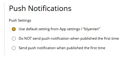 Innstillingene som finnes for en artikkel.